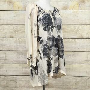 Passport Love Beige & Black Floral Blouse Top
